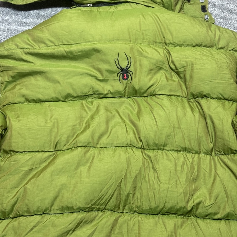 Spyder Down Jacket Mens XL Green Hooded Puffer Insulated Ski Snow Winter Coat - Picture 4 of 13